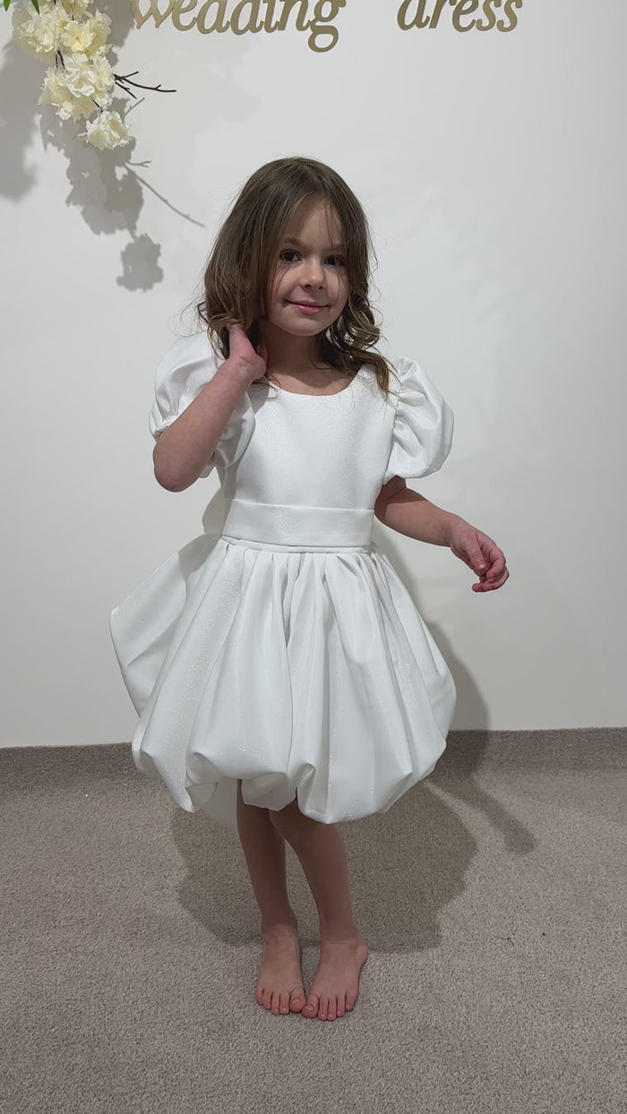 White Lace Princess Dress for Toddler | Off-Shoulder Flower Girl Dress | Wedding Outfit for Baby Girl
